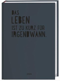 Kalenderbuch Spruch A5. Schwarzer Taschenkalender 2024 mit