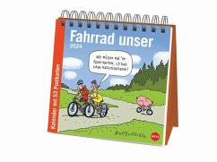 Cover Butschkow: Fahrrad unser Premium-Postkartenkalender 2024. Kleiner Kalender zum Aufstellen mit wöchentlichem Cartoon als Postkarte zum Sammeln und Verschicken.