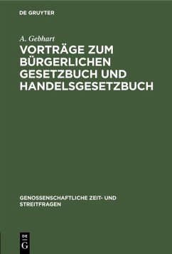 Cover Vorträge zum bürgerlichen Gesetzbuch und Handelsgesetzbuch (eBook, PDF)