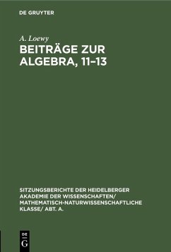 Cover Beiträge zur Algebra, 11-13 (eBook, PDF)