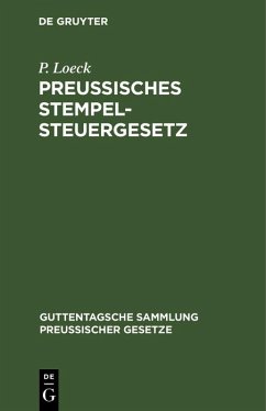 Cover Preußisches Stempelsteuergesetz (eBook, PDF)