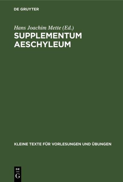 Supplementum Aeschyleum (eBook, PDF) Supplementum Aeschyleum (eBook, PDF)
