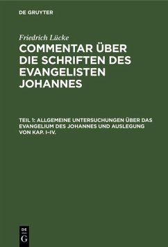 Cover Allgemeine Untersuchungen über das Evangelium des Johannes und Auslegung von Kap. I-IV. (eBook, PDF)