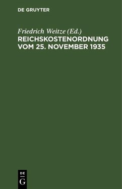 Reichskostenordnung vom 25. November 1935 (eBook, PDF)