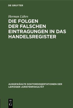 Cover Die Folgen der falschen Eintragungen in das Handelsregister (eBook, PDF)