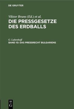 Cover Das Preßrecht Bulgariens (eBook, PDF)
