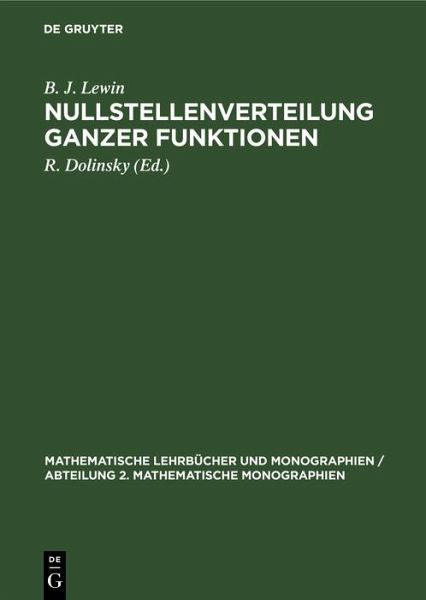Nullstellenverteilung ganzer Funktionen (eBook, PDF)