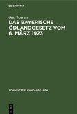 Das bayerische Ödlandgesetz vom 6. März 1923 (eBook, PDF)
