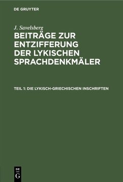 Die lykisch-griechischen Inschriften (eBook, PDF) - Savelsberg, J.