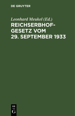 Cover Reichserbhofgesetz vom 29. September 1933 (eBook, PDF)