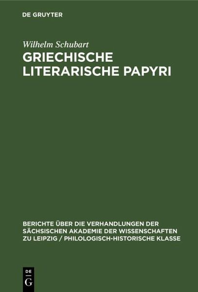 Griechische literarische Papyri (eBook, PDF)