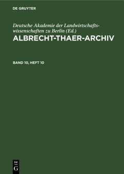 Cover Albrecht-Thaer-Archiv. Band 10, Heft 10 (eBook, PDF)