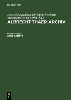 Cover Albrecht-Thaer-Archiv. Band 6, Heft 1 (eBook, PDF)