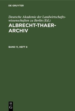 Cover Albrecht-Thaer-Archiv. Band 11, Heft 8 (eBook, PDF)