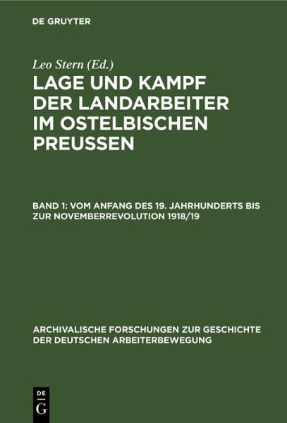(Vom Anfang des 19. Jahrhunderts bis zur Novemberrevolution 1918/19) (eBook, PDF)