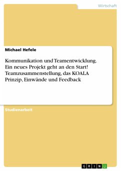Kommunikation und Teamentwicklung. Ein neues Projekt geht an den Start! Teamzusammenstellung, das KOALA Prinzip, Einwände und Feedback (eBook, PDF)