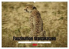 Faszination Grosskatzen gemalt in Öl (Wandkalender 2024 DIN A2 quer), CALVENDO Monatskalender