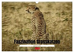 Faszination Grosskatzen gemalt in Öl (Wandkalender 2024 DIN A3 quer), CALVENDO Monatskalender