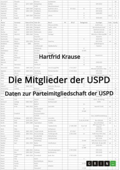 Die Mitglieder der USPD. Daten zur Parteimitgliedschaft der USPD - Krause, Hartfrid