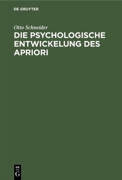 Cover Die psychologische Entwickelung des Apriori (eBook, PDF)