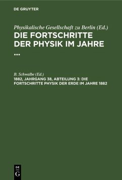 Cover Die Fortschritte Physik der Erde im Jahre 1882 (eBook, PDF)