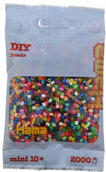 HAMA 501-00 - DIY Bügelperlen Mini 10+, ca. 2000 Stück, Mix Volltonmix
