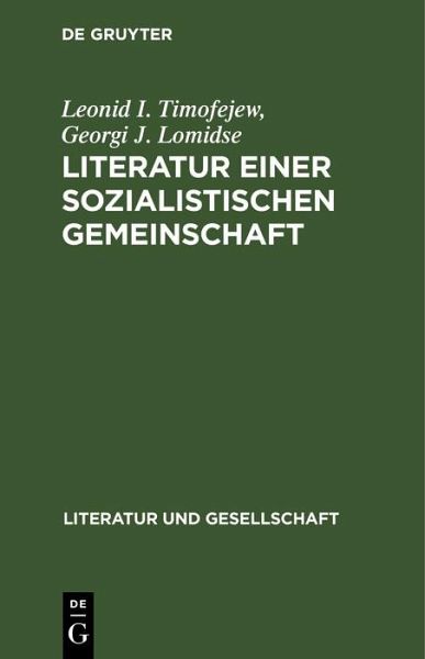 Literatur einer sozialistischen Gemeinschaft (eBook, PDF)