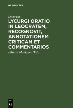 Cover Lycurgi Oratio in Leocratem, recognovit, annotationem criticam et commentarios (eBook, PDF)