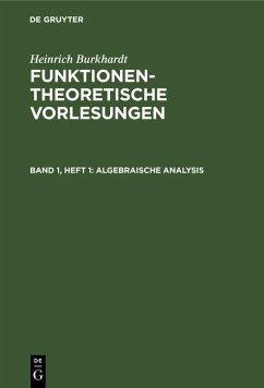 Algebraische Analysis (eBook, PDF) - Burkhardt, Heinrich