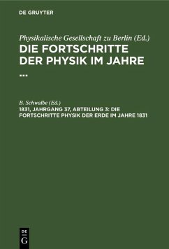 Cover Die Fortschritte Physik der Erde im Jahre 1831 (eBook, PDF)