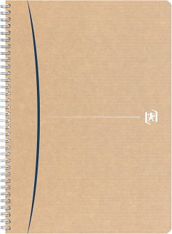 OXFORD Notizbuch Touareg A4, liniert, 180 Seiten, recyceltes Papier, Spiralbindung, Einband, Kraftpapier, zufällige Farbauswahl sortiert