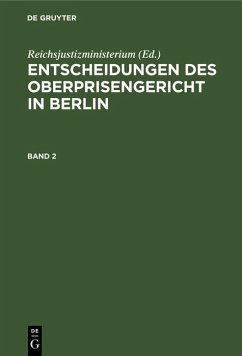 Cover Entscheidungen des Oberprisengericht in Berlin. Band 2 (eBook, PDF)