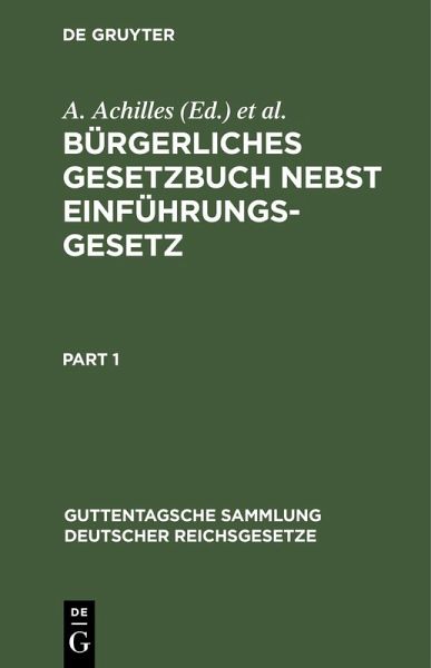 Bürgerliches Gesetzbuch nebst Einführungsgesetz (eBook, PDF)