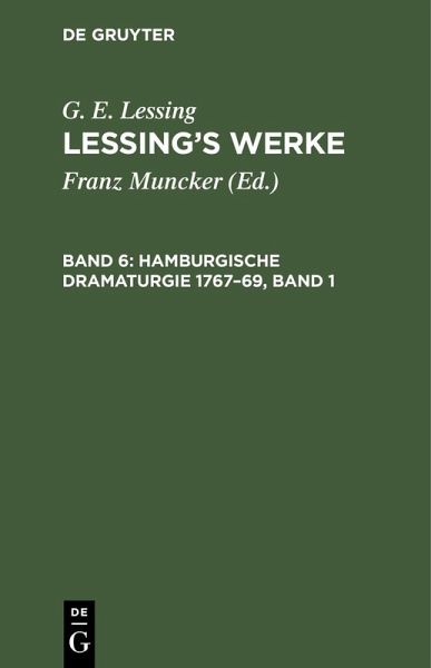 Hamburgische Dramaturgie 1767-69, Band 1 (eBook, PDF)