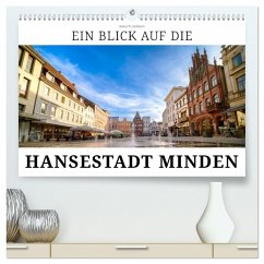 Ein Blick auf die Hansestadt Minden (hochwertiger Premium Wandkalender 2024 DIN A2 quer), Kunstdruck in Hochglanz