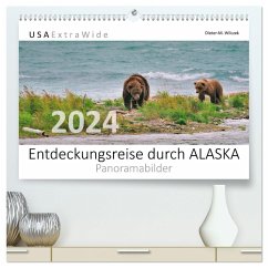 Entdeckungsreise durch ALASKA Panoramabilder (hochwertiger Premium Wandkalender 2024 DIN A2 quer), Kunstdruck in Hochglanz