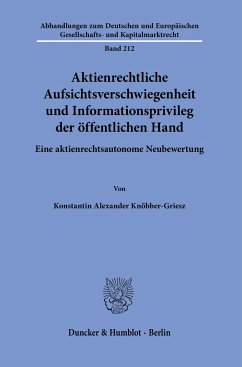 Aktienrechtliche Aufsichtsverschwiegenheit und Informationsprivileg der öffentlichen Hand. - Knöbber-Griesz, Konstantin Alexander