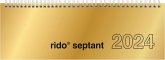 rido/idé 7036121914 Wochenkalender Tischkalender 2024 Modell septant 2 Seiten = 1 Woche Blattgröße 30,5 x 10,5 cm Glanzkarton-Einband goldfarben