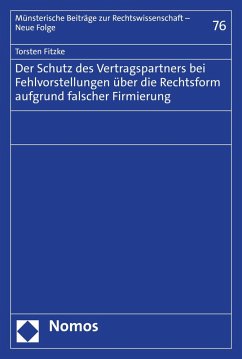 Cover Der Schutz des Vertragspartners bei Fehlvorstellungen über die Rechtsform aufgrund falscher Firmierung (eBook, PDF)