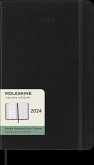 Moleskine 12 Monate Wochen Notizkalender 2024, Large/A5, 1 Wo = 1 Seite, Rechts Linierte Seite, Fester Einband, Schwarz