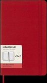 Moleskine 12 Monate Tageskalender 2024, Large/A5, 1 Tag = 1 Seite, Fester Einband, Scharlachrot