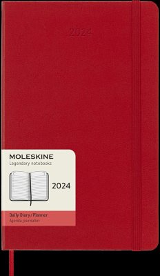 Moleskine 12 Monate Tageskalender 2024, Large/A5, 1 Tag = 1 Seite, Fester Einband, Scharlachrot