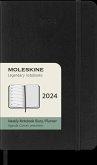 Moleskine 12 Monate Wochen Notizkalender 2024, P/A6, 1 Wo = 1 Seite, Rechts Linierte Seite, Soft Cover, Schwarz