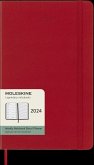 Moleskine 12 Monate Wochen Notizkalender 2024, L/A5, 1 Wo = 1 Seite, Rechts Linierte Seite, Hard Cover, Scharlachrot