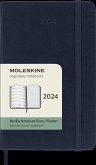 Moleskine 12 Monate Wochen Notizkalender 2024, P/A6, 1 Wo = 1 Seite, Rechts Linierte Seite, Hard Cover, Saphir