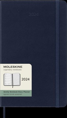 Moleskine 12 Monate Wochen Notizkalender 2024, L/A5, 1 Wo = 1 Seite, Rechts Linierte Seite, Hard Cover, Saphir