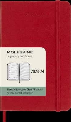 Moleskine 18 Monate Wochen Notizkalender 2023/2024, P/A6, 1 Wo = 1 Seite, Rechts Linierte Seite, Hard Cover, Scharlachrot