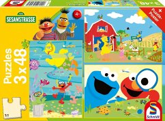 Image of Schmidt 56458 - Sesamstrasse, Tierisch stark, Kinderpuzzle mit Poster, 3x48 Teile