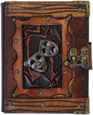 Corvus A170304 - Notizbuch mit Ledereinband und Metallverschluss, Motiv Theater, Blankopapier, Maße: 12x15cm