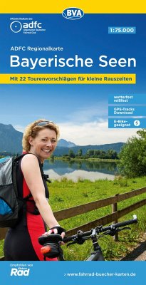 ADFC-Regionalkarte Bayerische Seen, 1:75.000, reiß- und wetterfest, mit kostenlosem GPS-Download der Touren via BVA-website oder Karten-App